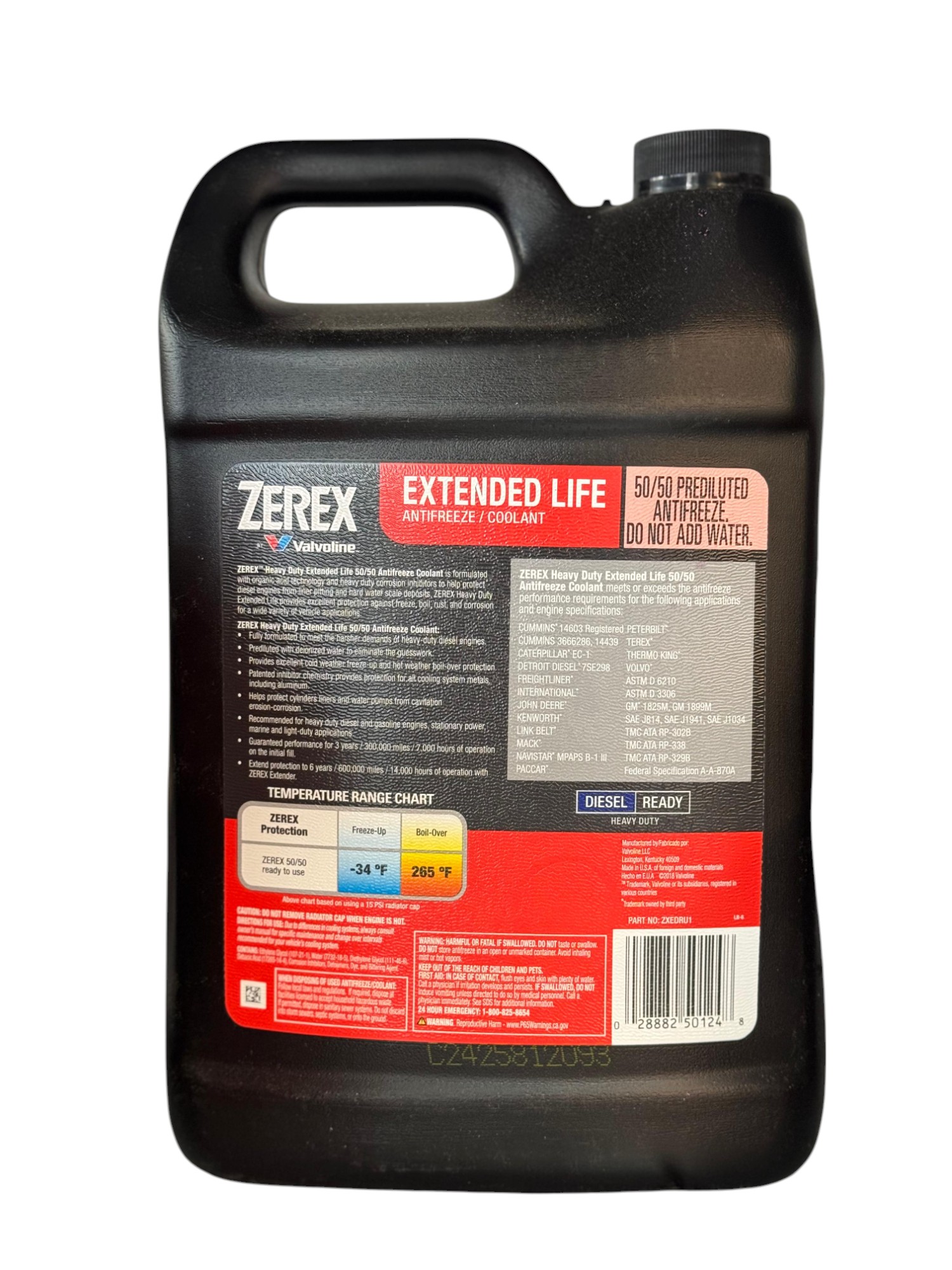 נוזל קירור - Valvoline ZEREX Heavy Duty Extended Life 50/50 – תמונה 2