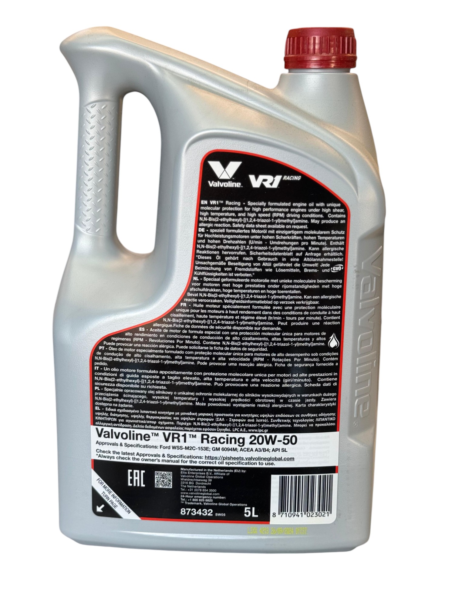שמן מנוע ולווליין - Valvoline VR1 Racing 20W50 – תמונה 2