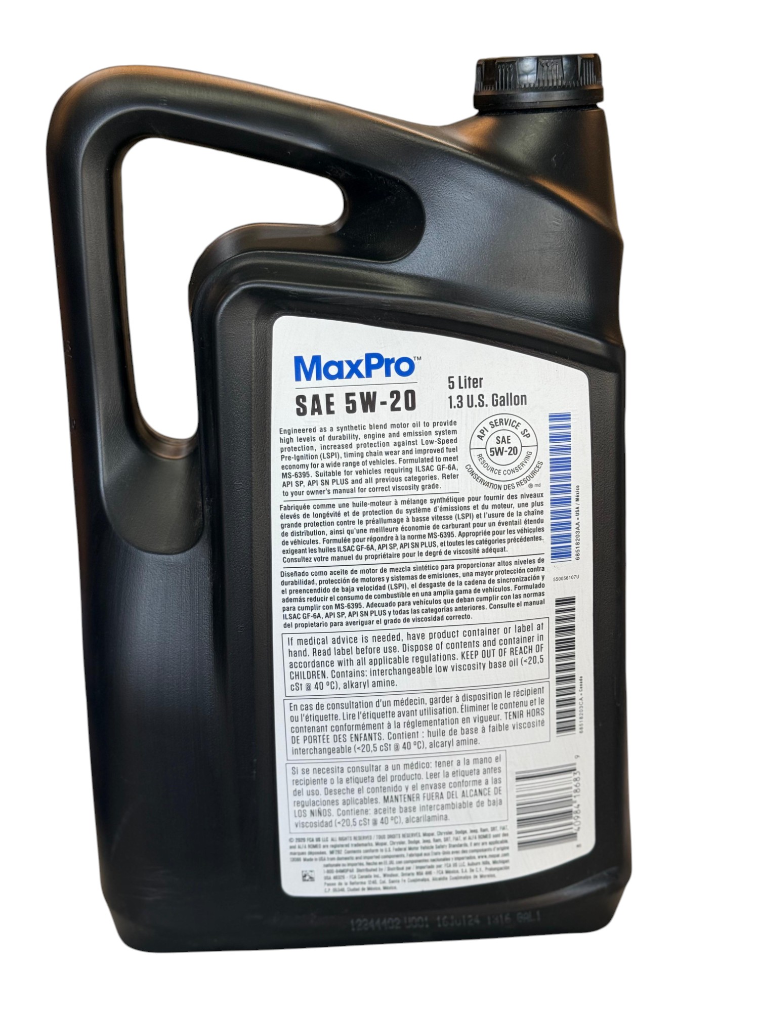 שמן מנוע מופאר - MOPAR ENGINE OIL 5W20 – תמונה 2
